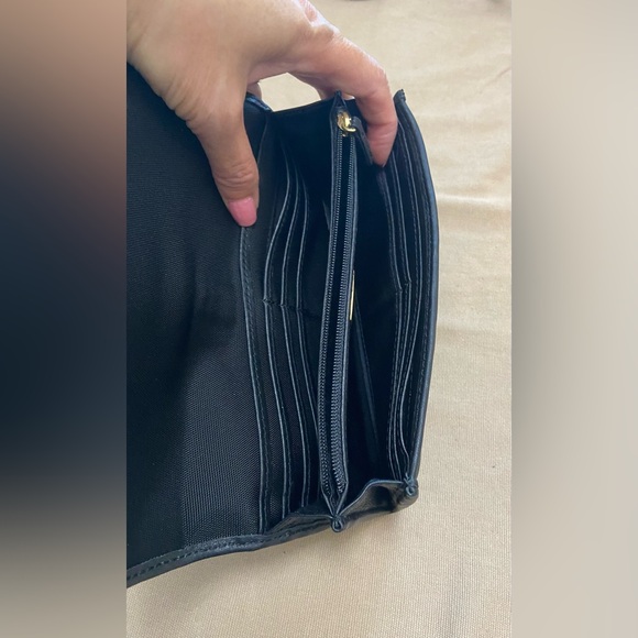 NWOT, Talbots Classic Black Canvas Wallet with Leather Trim & Gold Buckle - Picture 11 of 15